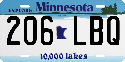 MN license plate 206LBQ