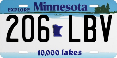 MN license plate 206LBV