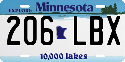 MN license plate 206LBX