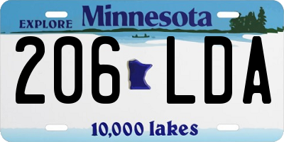 MN license plate 206LDA