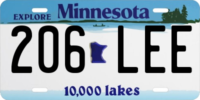 MN license plate 206LEE