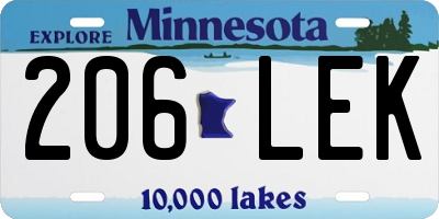 MN license plate 206LEK