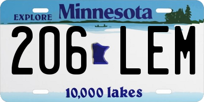MN license plate 206LEM