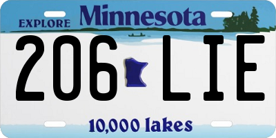 MN license plate 206LIE