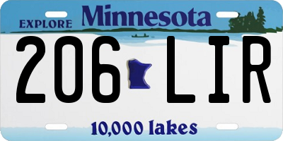 MN license plate 206LIR