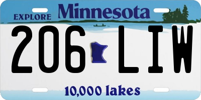 MN license plate 206LIW