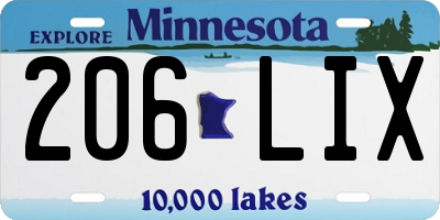 MN license plate 206LIX