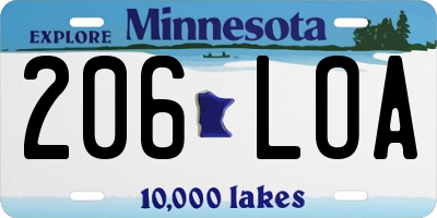 MN license plate 206LOA