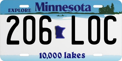 MN license plate 206LOC