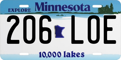 MN license plate 206LOE
