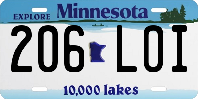 MN license plate 206LOI