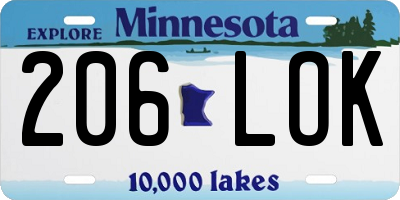 MN license plate 206LOK