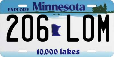 MN license plate 206LOM