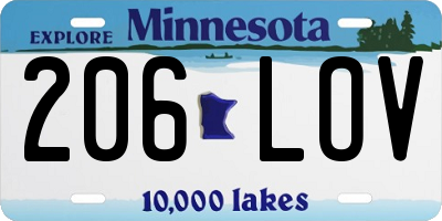 MN license plate 206LOV