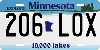 MN license plate 206LOX