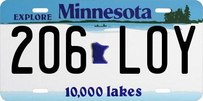 MN license plate 206LOY