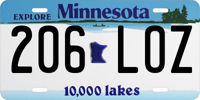 MN license plate 206LOZ