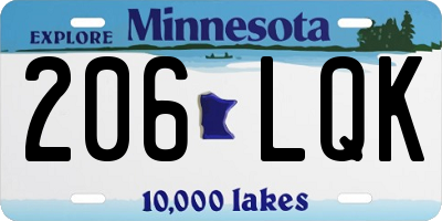 MN license plate 206LQK