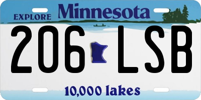 MN license plate 206LSB