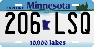 MN license plate 206LSQ