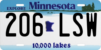 MN license plate 206LSW