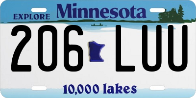 MN license plate 206LUU