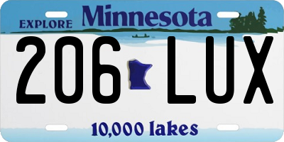 MN license plate 206LUX