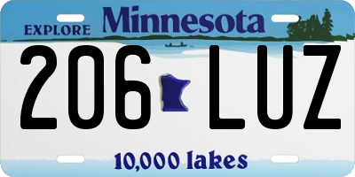 MN license plate 206LUZ