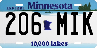 MN license plate 206MIK