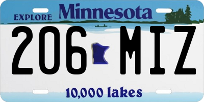 MN license plate 206MIZ