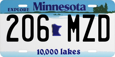 MN license plate 206MZD