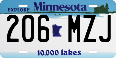 MN license plate 206MZJ