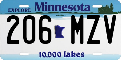 MN license plate 206MZV