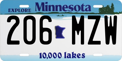 MN license plate 206MZW