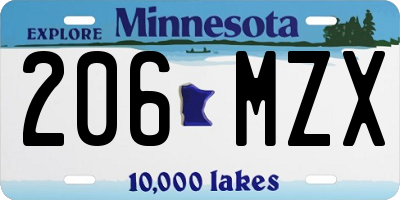 MN license plate 206MZX