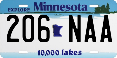 MN license plate 206NAA