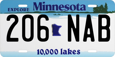 MN license plate 206NAB