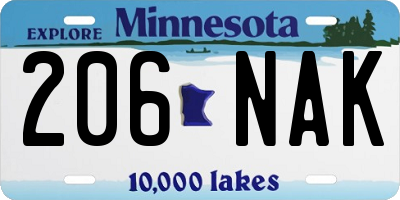 MN license plate 206NAK
