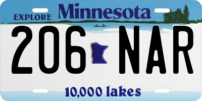 MN license plate 206NAR