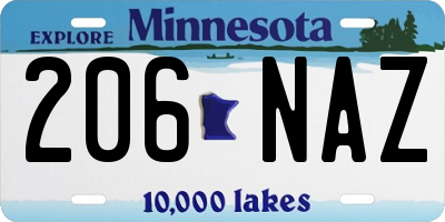 MN license plate 206NAZ