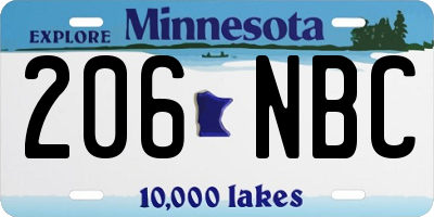 MN license plate 206NBC