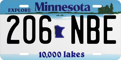MN license plate 206NBE