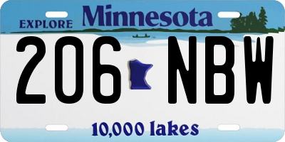 MN license plate 206NBW