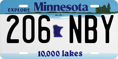 MN license plate 206NBY