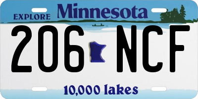 MN license plate 206NCF