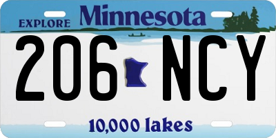 MN license plate 206NCY