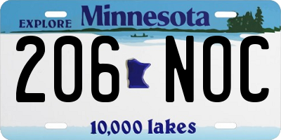 MN license plate 206NOC
