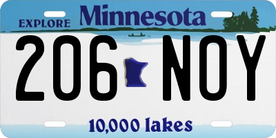 MN license plate 206NOY