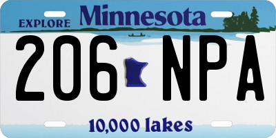 MN license plate 206NPA