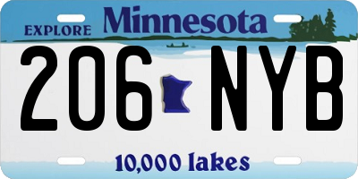 MN license plate 206NYB